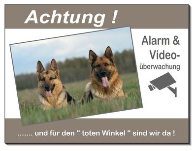 Schäferhund Hund Aluminium Schild 2 3 mm dick Türschild Alarm Video Warnschild