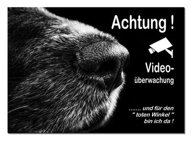 Hundenase Hundeschnauze Video Hund Alu Schild 30 x 20 cmTürschild Warnschild