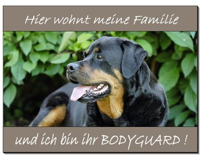 Rottweiler Hund Alu Schild 3 Größen Türschild Warnschild Hinweis Hundeschild