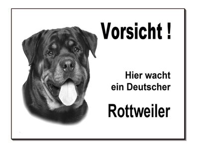 Hier wacht ein Deutscher Rottweiler Alu Schild 20x15cm Türschild Warnschild Hund