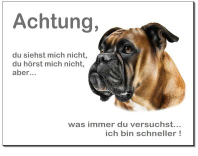 Boxer Hund Alu Schild 15x10 od 20x15 cm+30x20 cmTürschild Warnschild Hundeschild