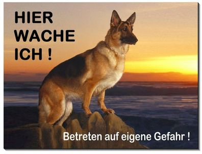 Schäferhund Hund Alu Schild 15 x10 bis 30x20 cm Türschild Warnschild Hundeschild