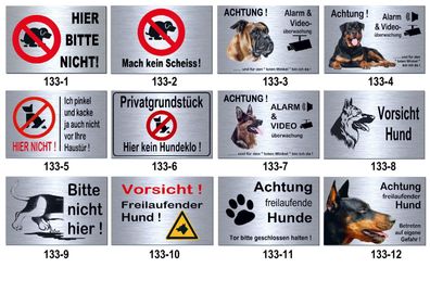 Alarm Video Hund Hunde Schilder Aluminium Edelstahl Design 30x20 cm 3 mm Schild