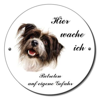 Terrier Hund Alu. Rund Schild 12 cm Ø 3 mm dick Türschild Warnschild Hundeschild