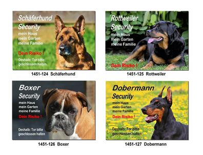 Boxer Schäferh Rottw Dobermann Hund Alu Schild 30 x 20 cm Warnschild Hundeschild