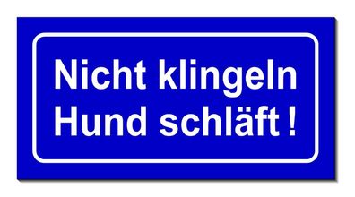 Hund schläft Aluminium Dibond Schild 200 x 100 mm Warnschild Hundeschild Hinweis