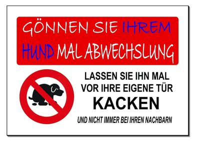 Nicht hier Pinkeln Kacken Hund Alu Schild 2 Größen 3mm dick Türschild Warnschild