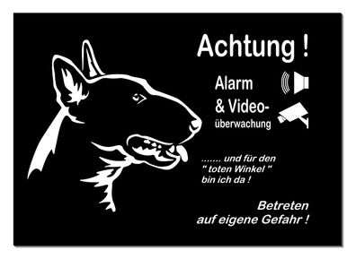 Bullterrier Hund Aluminium Schild 300 x 200 mm Türschild Warnschild Hundeschild