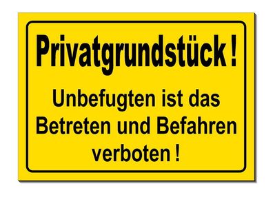 Privatgrundstück Betreten + Befahren verboten Alu. Schild 30x20cm Warnschild