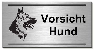 Vorsicht Hund Alu. Dibond Edelst. Design Schild 200 x100 mm Warnschild Hundeschild