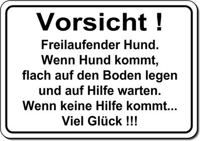 Vorsicht Freilaufender Hund Schild Alu 30x20 cm Türschild Warnschild Hundeschild