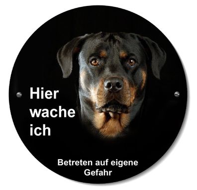 Rottweiler Hund Alu Schild 12 cm Ø 3 mm dick Türschild Warnschild Hundeschild