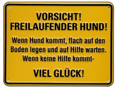 Vorsicht Freilaufender Hund Schild Alu 20x15 cm Türschild Warnschild Hundeschild