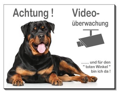 Rottweiler Hund Aluminium Video Schild 3 Größ Türschild Warnschild Hinweisschild