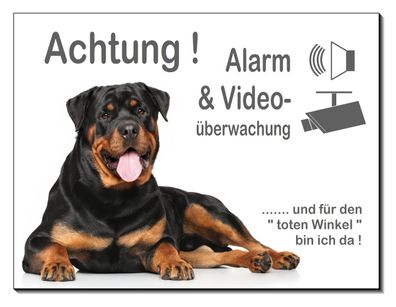 Rottweiler Hund Aluminium Alarm+Video Schild 3 Größen Türschild Warnschild