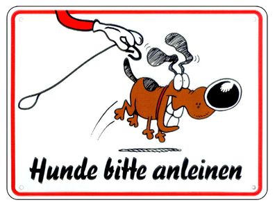 Hunde an die Leine Schild Alu 20x15 cm Türschild Hund Warnschild Hundeschild TOP