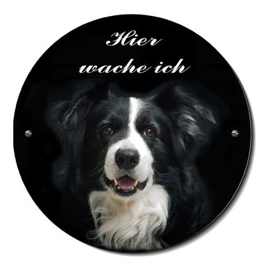 Border Collie Hund Alu Schild 12 cm Ø 3 mm dick Türschild Warnschild Hundeschild