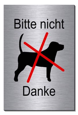 Hunde Verbot Aluminium Edelstahl Optik Schild 15 x10 cm Warnschild Hund TOP