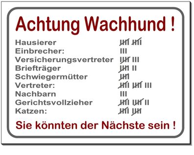 Wachhund Hund Alu Schild 15x10 oder 20x15 cm Türschild Warnschild Hundeschild