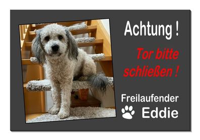 Hundeschild mit Eigenbild oder Text Hund Aluminium Dibond Schild 300 x 200 x 3mm