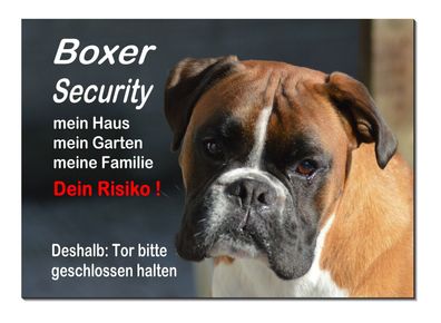 Boxer Hund Aluminium Schild 30 x 20 cm Türschild Warnschild Hundeschild Hinweise