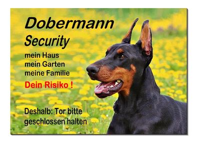 Dobermann Hund Aluminium Schild 30 x 20 cm Türschild Warnschild Hundeschild TOP