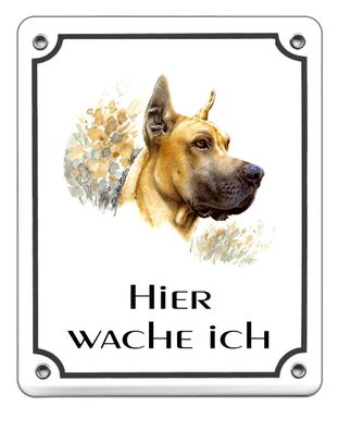 Deutsche Dogge Emaille Schild 120x100 mm Türschilder Hund Tiere Email Warnschild