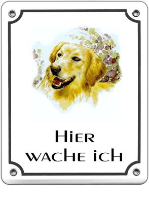 Retriever Emaille Schild 120 x 100 mm Türschilder Hund Tiere Email Warnschild