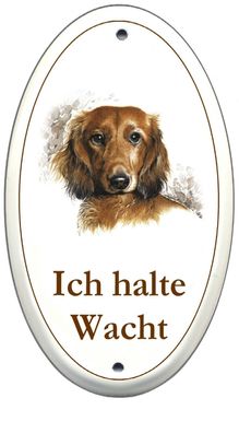 Dackel Emaille Schild 100 x 170 mm Türschilder Hund Tiere Email Warnschild