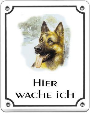 Schäferhund Emaille Schild 120 x 100 mm Türschilder Hund Tiere Email Warnschild