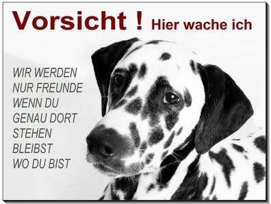 Dalmatiner Hund Alu Schild 15x10 bis 30x20 cm Türschild Warnschild Hundeschild