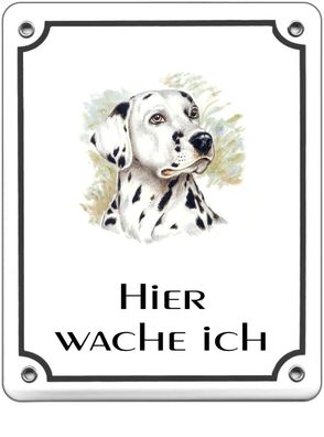 Dalmatiner Emaille Schild 120 x 100 mm Türschilder Hund Tiere Email Warnschild