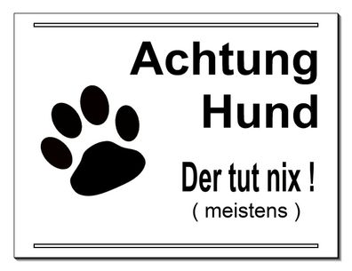 Vorsicht Achtung Hund Aluminium Schild 3 Größen Türschild Warnschild Hundeschild