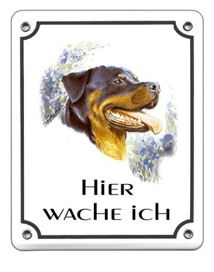 Rottweiler Emaille Schild 120 x 100 mm Türschilder Hund Tiere Email Warnschild