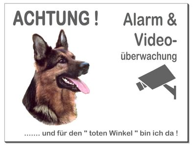 Schäferhund Hund Aluminium Schild 3 Größen Türschild Alarm Video Warnschild TOP