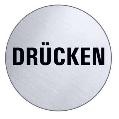 Drücken Tür Edelstahl Schild 75 mm Ø Warnschild Hinweisschild