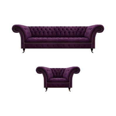Polster Luxus Möbel Sofagarnitur 2Tlg Design Lila Textilsofas Modern Design