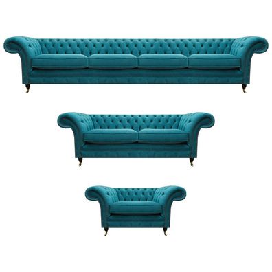 Luxus Möbel Sofagarnitur Blau Sofa Polster 4 + 2 + 1 Textilsofa Couch Set Garnitur