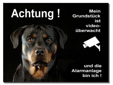 Rottweiler Hund Alu Schild 15x10 bis 30 x 20 cm Türschild Alarm Video Warnschild