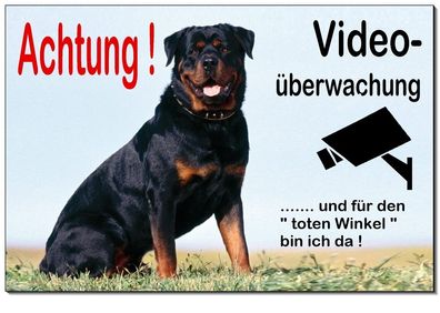 Rottweiler Hund Alu Schild 3 Größen Türschild Alarm Video Warnschild Hinweis TOP