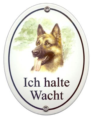 Schäferhund Emaille Schild 145 x 185 mm Türschilder Hund Tiere Email Warnschild