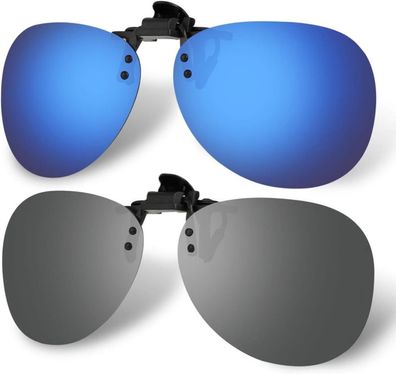 2er Pack Clip On Sonnenbrille Polarisiert Flip Up für Brillen Frauen & Männer