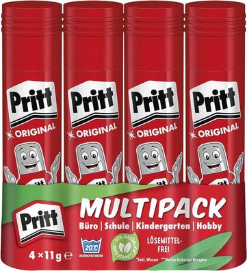 Pritt Klebestift 4x11g Kinderfreundlich Starker Kleber für Schule und Büro