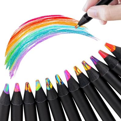 Regenbogenstift-Set: 12 Buntstifte 7-in-1, Dickere Mine für Zeichnen & Färben