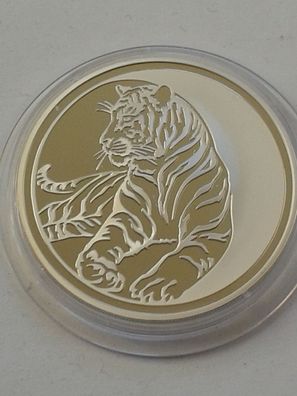 Original 3 Rubel 2010 PP Russland Lunar Tiger 1 Unze Silber in Originalmünzkapsel