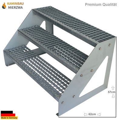 Treppe Freistehend 3 Stufen Verzinkt H:57cm