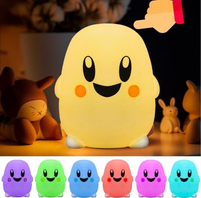 LED Nachtlicht Kinder Silikon Smiley Tap Control USB Aufladbar Mehrfarbig