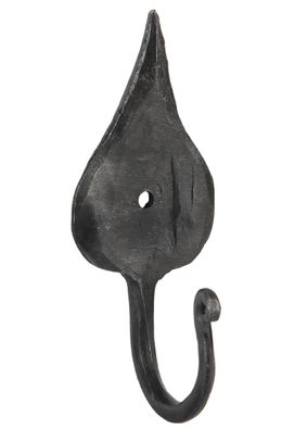 Geschmiedeter Wandhaken mit Blatt, ca. 11 cm hoch