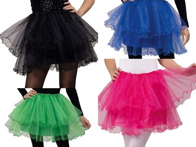 Tüllrock Petticoat Damen Kostüm blickdicht Rock Tutu 4 Farben Karneval Fasching