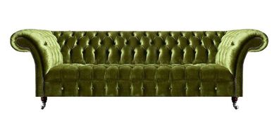 Sofa Viersitzer Couch Grün Luxus Design Chesterfield Grün Textil Wohnzimmer